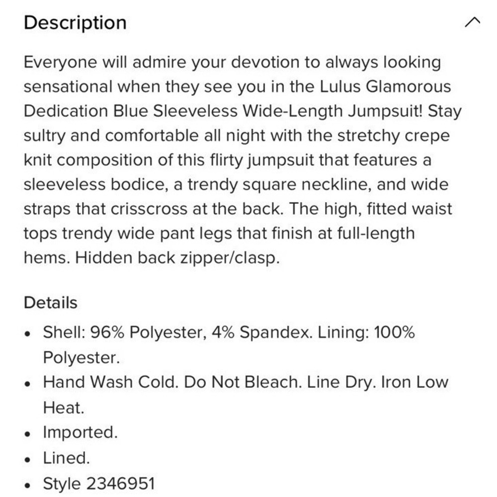 NWT Lulus Glamorous Dedication Blue Wide Leg Square Neck Jumpsuit Women's Small - Picture 5 of 13